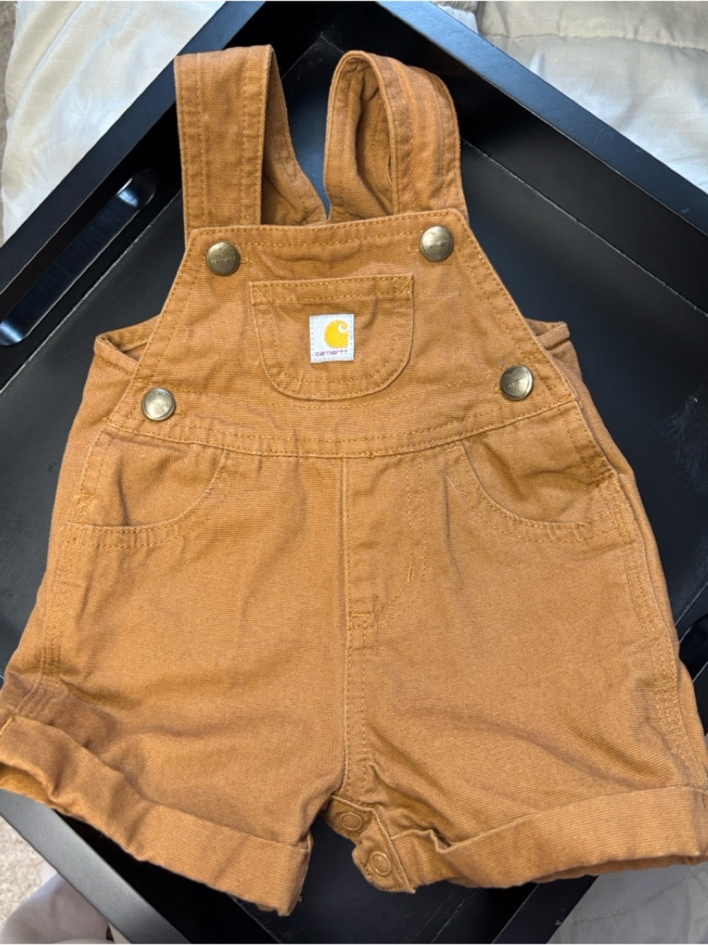 Carhartt Baby 3 Month Old Tan Snap Up Overalls